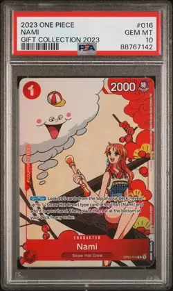 PSA 10 Gem Mint Nami Gift Collection 2023 OP01-016 One Piece Promo Foil - Image 1
