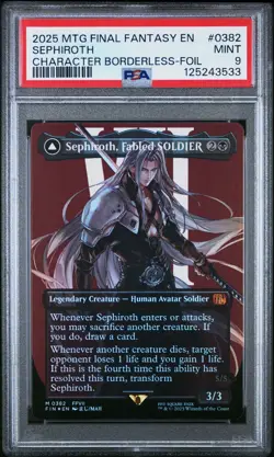 MTG FINAL FANTASY SEPHIROTH CHARACTER BORDERLESS FOIL #0382 PSA 9 - Image 2