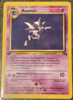 Haunter 21/62 Fossil 1st Edition Near Mint Ungraded Pokemon - Image 1