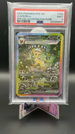 Pokemon Leafeon ex Sv: Prismatic Evolutions Special Art Rare Holo 144/131 PSA 9 - Image 1