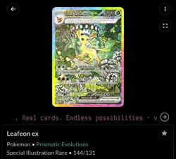 Pokemon Leafeon ex Sv: Prismatic Evolutions Special Art Rare Holo 144/131 PSA 9 - Image 3