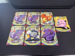 2000 Topps Pokemon TV Animation Stick-Ons Sticker Lot 7 Cards Total all NM - Image 1