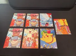 2000 Topps Pokemon TV Animation Stick-Ons Sticker Lot 7 Cards Total all NM - Image 2