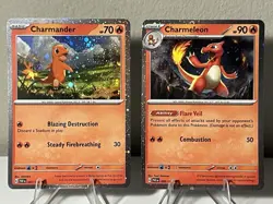 Paldean Fates Cosmos Promo Charmander And Charmeleon Pokemon TCG - Image 1