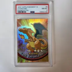 1999 Topps Pokemon TV #6 Charizard Foil Black Logo PSA 8 - Image 1