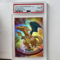 1999 Topps Pokemon TV #6 Charizard Foil Black Logo PSA 8 - Image 2