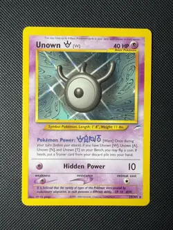 LP/MP Unown W 29/105 Neo Destiny Non Holo Rare Pokemon Card - Image 2