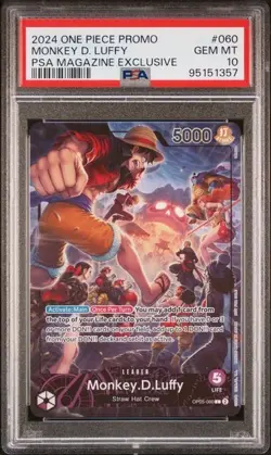 One Piece Monkey D. Luffy #060 PSA 10 Gem Mint 2024 Magazine Exclusive Promo - Image 1