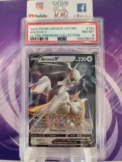 PSA NM MT 8 2022 Pokemon SWSH Brilliant Stars Arceus V Promo Metal - Image 1