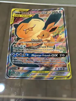 Eevee & Snorlax GX Tag Team 2019 Pokemon SM Black Star Promos #SM169 Tins HP/DMG - Image 1