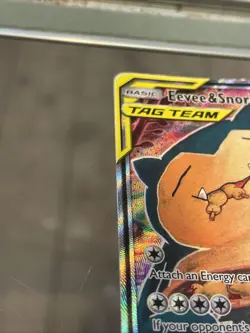 Eevee & Snorlax GX Tag Team 2019 Pokemon SM Black Star Promos #SM169 Tins HP/DMG - Image 3