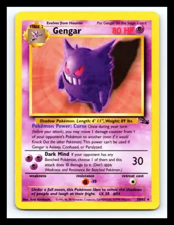 💥 GENGAR Non Holo Rare # 20/62 | Fossil Set | | Pokemon 1999 TCG Vintage | - Image 1