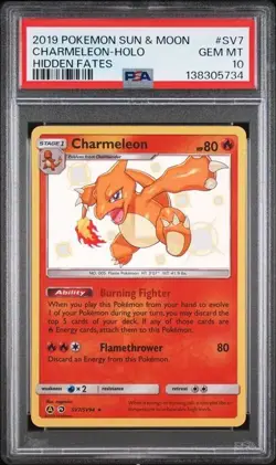 2019 POKEMON SUN & MOON HIDDEN FATES #SV7 CHARMELEON-HOLO PSA 10 - Image 1