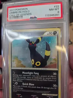 2011 POKEMON CALL OF LEGENDS UMBREON #22 HOLO PSA 8 NM #113346281 (SWIRL) - Image 3