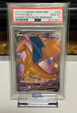 2020 POKEMON SWSH BLACK STAR PROMO #050 CHARIZARD V PSA 10 - Image 1