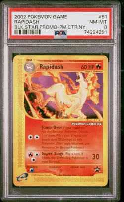 Rapidash [Pokemon Center NY] 51/53 Wotc Black Star Promo Regular #51 2002 PSA 8 - Image 1