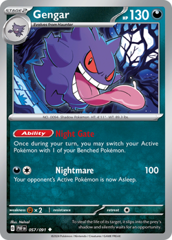 GENGAR 057/091 UC PALDEAN FATES POKEMON NM/M GENGAR - Image 1