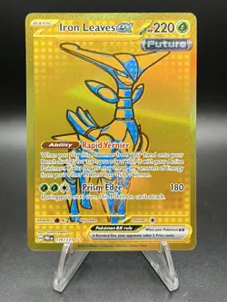 Pokemon TCG Iron Leaves EX 176/131 Gold Hyper Rare Holo Prismatic Evolutions - Image 1