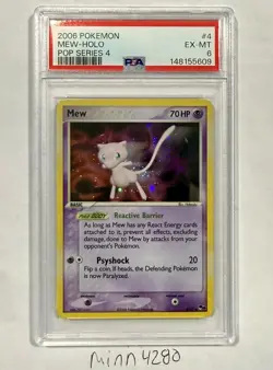 Pokemon TCG Pop Series 4 Mew Holo Card 2006 4 /17, PSA 6 EX-MT new cert - Image 1