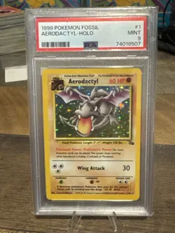1999 Pokemon Fossil Aerodactyl Holo #1 PSA 9 Mint WOTC Vintage Card - Image 1