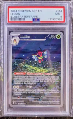 Pokemon TCG Ledian 144/142 Stellar Crown Illustration Rare Card - PSA 9 MINT - Image 1