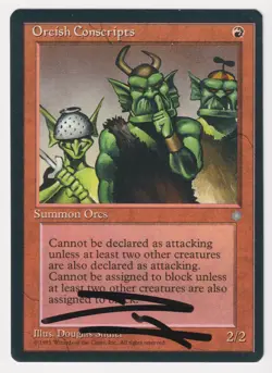 Miscut Signed Orcish Conscripts MP Ice Age Artist Douglas Shuler 1995 MTG Magic! - Image 1