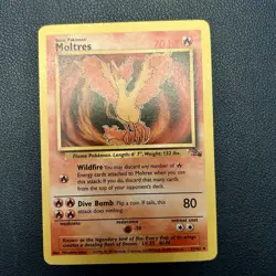 1999 Pokemon TCG Fossil Moltres Card 27/62 Unlimited Non-Holo Rare - Image 1