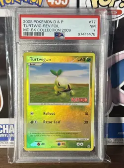 PSA 7 Pokemon Turtwig 77/100 Platinum Stamped Burger King Promo Reverse Holo - Image 1