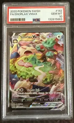 2020 POKEMON SWORD & SHIELD #142 FULL ART/SNORLAX VMAX PSA 10 - Image 1