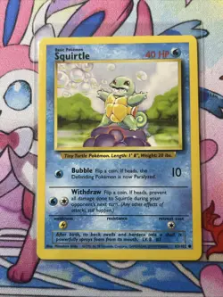 SQUIRTLE - Base Set - 63/102 - Common - Pokemon Card - Unlimited Edition - LP - Image 1