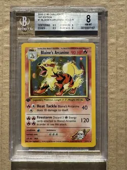2000 Pokemon Gym Challenge 1st Edition Blaine's Arcanine #01 Holo BGS 8 - Image 1