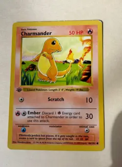 Charmander 1st Edition Base Set Shadowless 46/102 Pokemon Card - Image 2