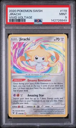 2020 POKEMON SWORD & SHIELD VIVID VOLTAGE #119 JIRACHI PSA 9 - Image 1