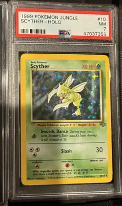 1999 Pokemon Jungle Scyther Holo 1st Edition #10 PSA 7 - Image 1