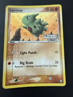 Pokemon TCG EX Team Rocket Returns Larvitar 63/109 Stamped Reverse Holo LP - Image 1