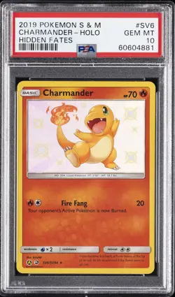 2019 POKEMON SUN & MOON HIDDEN FATES #SV6 CHARMANDER-HOLO PSA 10 - Image 1