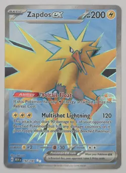 Zapdos EX 192/165 Full Art Ultra Rare Holo Scarlet & Violet 151 Pokemon TCG NM - Image 1