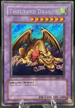 Vintage 1996 Yu-Gi-Oh! - Thousand Dragon Holo Secret Rare MRD-143 - Image 1