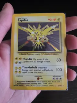1999 Pokemon TCG Base Set Zapdos Holo Rare Card 16/102 - Image 3