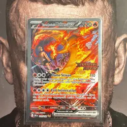 Pokemon Team Rockets Moltres Ex 229/182 Destined Rivals Promo Stamped SIR NM - Image 1