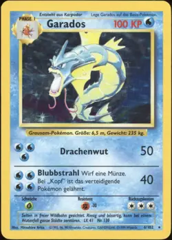 1999 Pokemon GERMAN Unlimited Base Set Garados-Gyarados Holo 6/102 EX-MT - Image 1