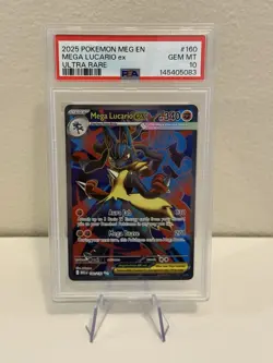 Mega Lucario ex Ultra Rare 160/132 PSA 10 2025 Pokemon Mega Evolution - Image 1