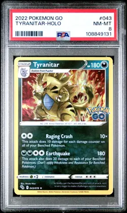 2022 POKEMON GO #043 TYRANITAR-HOLO PSA 8 - Image 1
