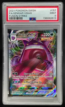 2021 Pokemon SW&SH Fusion Strike Gengar VMax Full Art PSA 9 Mint #157/264 - Image 1