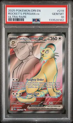 PSA 10 Team Rocket's Persian EX 219/182 Destined Rivals Pokemon Card - Gem Mint - Image 1
