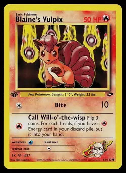 Pokemon Card - Blaine's Vulpix Gym Challenge 66/132 Common 1st Edition - Image 1