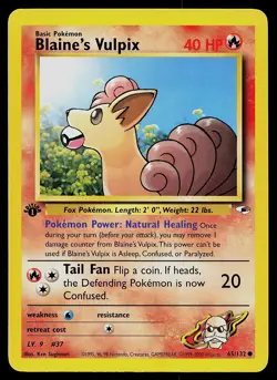 Pokemon Card - Blaine's Vulpix Gym Heroes 65/132 Common 1st Edition - Image 1