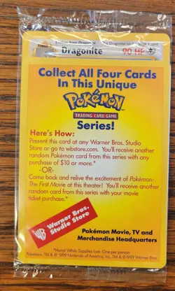 Sealed Dragonite Pokemon The First Movie WB Promo Black Star 1999 Card WOTC New - Image 1