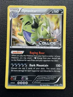 Tyranitar XY130 Holo Promo Fates Collide STAMPED Prerelease Black Star Pokemon - Image 1