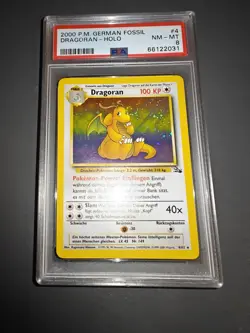 2000 Pokemon Fossil Dragoran PSA 8 Mint #4 Deutsch Swirl - Image 1